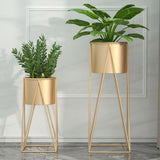 NNEAGS 2X 50cm Gold Metal Plant Stand with Gold Flower Pot Holder Corner Shelving Rack Indoor Display