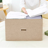 NNEAGS 2X Beige Small Foldable Canvas Storage Box Cube Clothes Basket Organiser Home Decorative Box