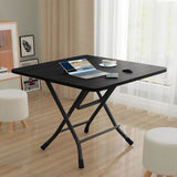 NNEAGS Black Dining Table Portable Square Surface Space Saving Folding Desk with Lacquered Legs Home Decor