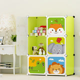 NNEAGS 6 Cubes Animal Design Portable Wardrobe Divide-Grid Modular Storage Organiser Foldable Closet