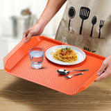 NNEAGS Rectangular Serving Tray Heavy Duty Waterproof Stackable Plastic Food Snack Pan Set of 10 Orange