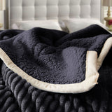 NNEAGS 2X Black Throw Blanket Warm Cozy Double Sided Thick Flannel Coverlet Fleece Bed Sofa Comforter