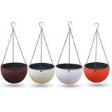NNEAGS Coffee Medium Hanging Resin Flower Pot Self Watering Basket Planter Outdoor Garden Decor