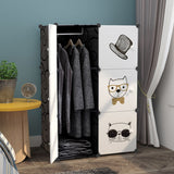 NNEAGS 6 Cubes Black Portable Wardrobe Divide-Grid Modular Storage Organiser Foldable Closet