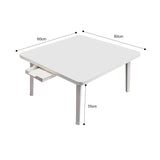 NNEAGS 2X White Portable Floor Table Small Square Space-Saving Mini Desk Home Decor