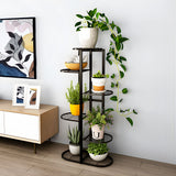 NNEAGS 2X 6 Tier 7 Pots Black Metal Plant Rack Flowerpot Storage Display Stand Holder Home Garden Decor