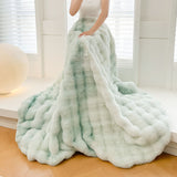 NNEAGS 2X 200cm Light Green Fuzzy Super Soft and Cozy Fluffy Throw Blanket