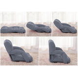 NNEAGS 2X Foldable Lounge Cushion Adjustable Floor Lazy Recliner Chair with Armrest Grey
