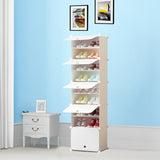 NNEAGS 8 Tier White Shoe Rack Organizer Sneaker Footwear Storage Stackable Stand Cabinet Portable Wardrobe with Cover