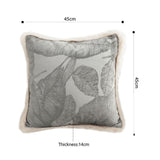 NNEAGS 2X 45cm Wabi-sabi Raised Embroidery Leaf & Square Throw Pillow