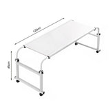 NNEAGS 120x45cm White Cross Bed Movable Desk Table w/ Adjustable Length & Height
