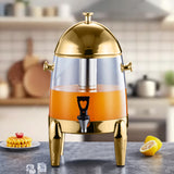 NNEAGS Stainless Steel 12L Beverage Dispenser Hot and Cold Juice Water Tea Chafer Urn Buffet Drink Container Jug with Gold Accents
