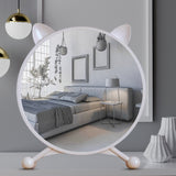 NNEAGS 40cm White Smart Makeup Bedroom Table Mirror Cat Ear Style No LED Light