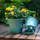 NNEAGS 19.5 cm Blue Plastic Plant Pot Self Watering Planter Flower Bonsai Outdoor Garden Decor Set of 2