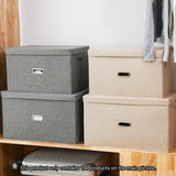 NNEAGS 2X Beige Small Foldable Canvas Storage Box Cube Clothes Basket Organiser Home Decorative Box