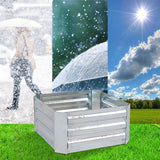 NNEAGS 90cm Square Galvanised Raised Garden Bed Vegetable Herb Flower Outdoor Planter Box