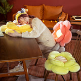 NNEAGS 2X Green Double Flower Shape Cushion Soft Bedside Floor Plush Pillow Home Decor