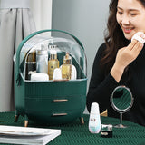NNEAGS 2X 29cm Green Countertop Makeup Cosmetic Storage Organiser Skincare Holder Jewelry Storage Box with Handle
