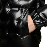 NNEAGS abbee Black 2XL Winter Hooded Glossy Down Jacket Stylish Lightweight Quilted Warm Puffer Coat