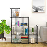 NNEAGS 2X Black Portable 9-Cube 3 Column Storage Organiser Foldable DIY Modular Grid Space Saving Shelf