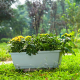NNEAGS 49.5cm Blue Rectangular Planter Vegetable Herb Flower Outdoor Plastic Box with Holder Balcony Garden Decor Set of 4