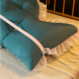NNEAGS 4X 120cm Blue-Green Princess Bed Pillow Headboard Backrest Bedside Tatami Sofa Cushion with Ruffle Lace Home Decor