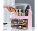 NNEAGS 2X 3 Tier Pink Countertop Makeup Cosmetic Storage Organiser Skincare Holder Jewelry Storage Box with Handle
