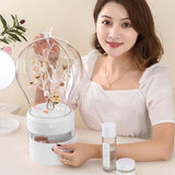 NNEAGS 2X White 360 Degree Rotating LED Light 2 Layered Jewelry Storage Box Waterproof Dustproof Accessories Organiser