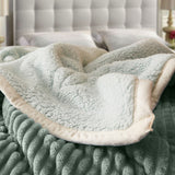NNEAGS 2X Light Green Throw Blanket Warm Cozy Double Sided Thick Flannel Coverlet Fleece Bed Sofa Comforter