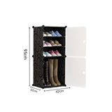 NNEAGS 4 Tier Shoe Rack Organizer Sneaker Footwear Storage Stackable Stand Cabinet Portable Wardrobe with Cover