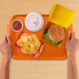 NNEAGS Rectangular Serving Tray Heavy Duty Waterproof Stackable Plastic Food Snack Pan Set of 5 Orange