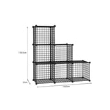 NNEAGS Black Portable 6-Cube 3 Column Storage Organiser Foldable DIY Modular Grid Space Saving Shelf