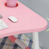NNEAGS 2X Pink Portable Bed Table Adjustable Folding Mini Desk Notebook Stand Card Slot Holder with Cup-Holder Home Decor