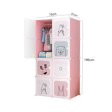 NNEAGS 8 Cubes Pink Portable Wardrobe Divide-Grid Modular Storage Organiser Foldable Closet