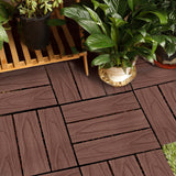 NNEAGS 11 pcs Dark Chocolate DIY Wooden Composite Decking Tiles Garden Outdoor Backyard Flooring Home Decor