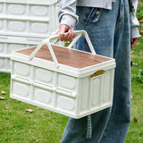 NNEAGS 2X 30L White Car & Camping Foldable Storage Box Crate Stackable Container with Handle