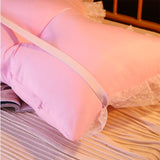 NNEAGS 2X 180cm Pink Princess Bed Pillow Headboard Backrest Bedside Tatami Sofa Cushion with Ruffle Lace Home Decor