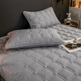 NNEAGS Grey 153cm Wide Mattress Cover Thick Quilted Stretchable Bed Spread Sheet Protector with Pillow Covers