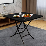 NNEAGS 2X Black Dining Table Portable Square Surface Space Saving Folding Desk with Lacquered Legs Home Decor