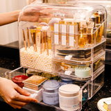 NNEAGS 2X Transparent Cosmetic Storage Box Clear Makeup Skincare Holder with Lid Drawers Waterproof  Dustproof Organiser with Pearls