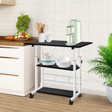 NNEAGS 40x80cm Black Bedside Table Movable Bedroom Desk Student Computer Table