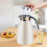 NNEAGS 1.8L Stainless Steel Kettle Insulated Vacuum Flask Water Coffee Jug Thermal White