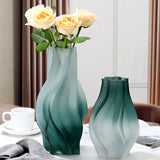 NNEAGS 33cm Glass Vase Blue with Beautiful glass Bubble Texture Art Vases