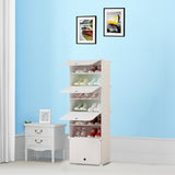 NNEAGS 7 Tier White Shoe Rack Organizer Sneaker Footwear Storage Stackable Stand Cabinet Portable Wardrobe with Cover