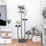 NNEAGS U Shaped Plant Stand Round Flower Pot Tray Living Room Balcony Display Black Metal Decorative Shelf