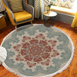 NNEAGS 2X 90cm Mandala Round Rug Boho Design Hippie Area Rug Anti-slip Doormat, Home Decor