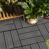 NNEAGS 11 pcs Dark Grey DIY Wooden Composite Decking Tiles Garden Outdoor Backyard Flooring Home Decor