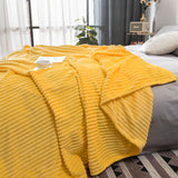NNEAGS 2X Yellow Throw Blanket Warm Cozy Striped Pattern Thin Flannel Coverlet Fleece Bed Sofa Comforter