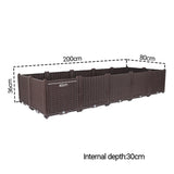 NNEAGS 2X 200cm Raised Planter Box Vegetable Herb Flower Outdoor Plastic Plants Garden Bed Deepen