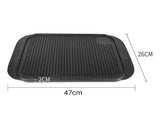 NNEAGS 47cm Cast Iron Ridged Griddle Hot Plate Grill Pan BBQ Stovetop